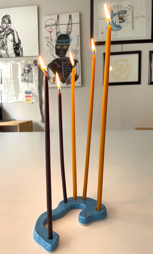 blue candleholder