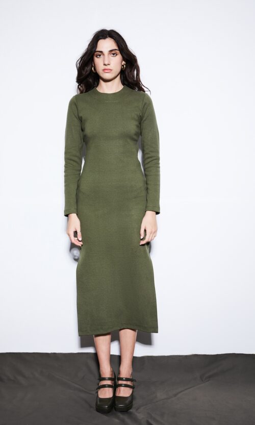 khaki open sides rib dress blameyourdaze